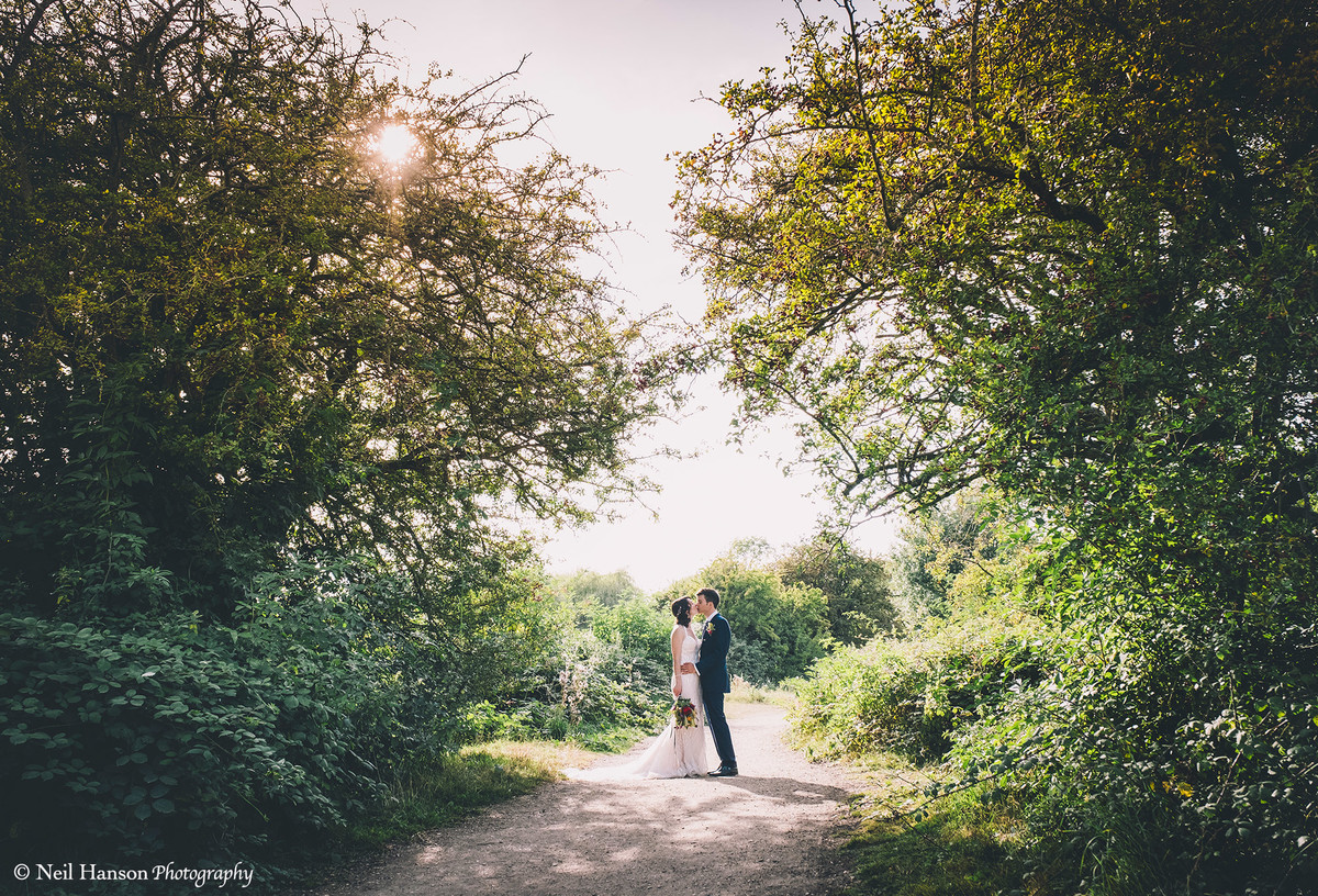 Bride and groom at their wedding at The Perch Oxford